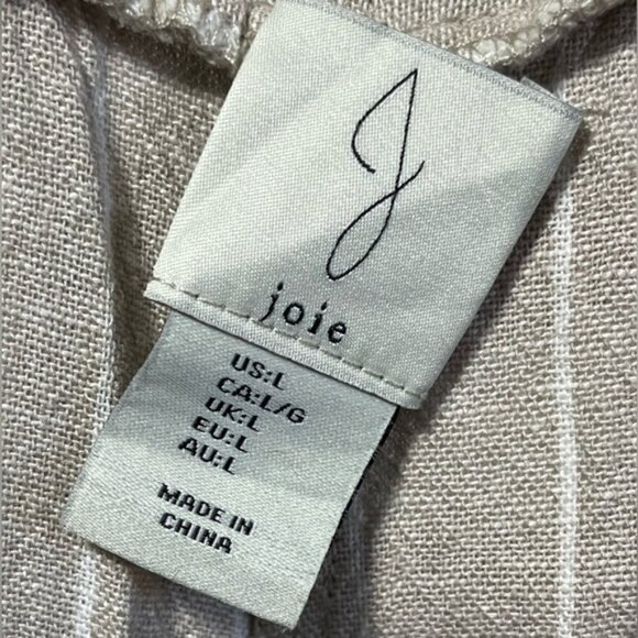 Joie Wide-Leg Linen Blend Pants - Beige Stripe (US L) - Picture 3 of 13